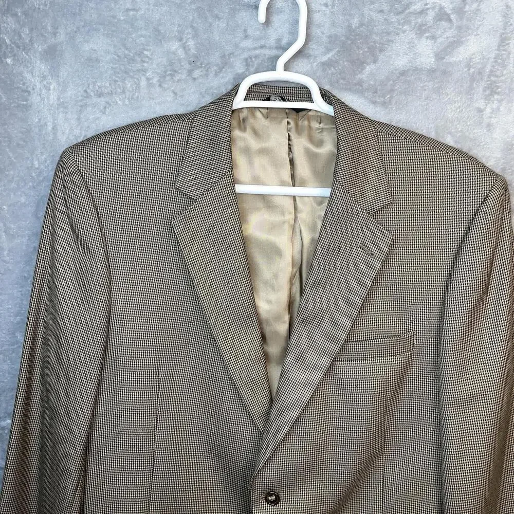 Jos A Bank Signature Collection Mens Blazer 46L Houndstooth Wool Sports‎ Jacket